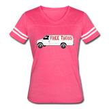 Women's Vintage T-Shirt - Free Taco Van - vintage pink/white