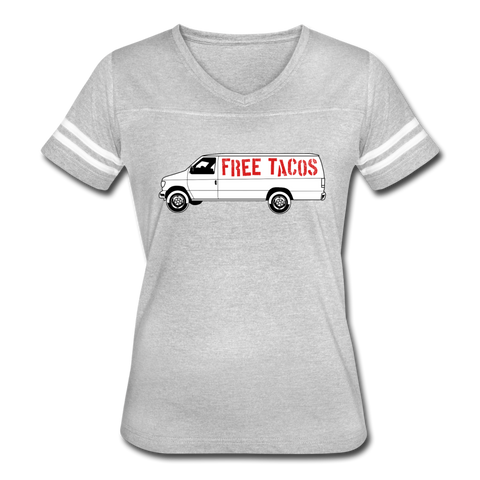 Women's Vintage T-Shirt - Free Taco Van - heather gray/white