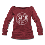 Women's Wideneck Sweatshirt - Bangin' Apparel Co. Logo (White) - cardinal triblend