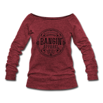 Women's Wideneck Sweatshirt - Bangin' Apparel Co. Logo (Black) - cardinal triblend