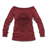 Women's Wideneck Sweatshirt - Bangin' Apparel Co. Logo (Black) - cardinal triblend