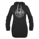 Women's Hoodie Dress - Bangin' Apparel Co. Logo (White) - heather black