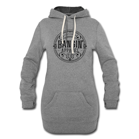 Women's Hoodie Dress - Bangin' Apparel Co. Logo (Black) - heather gray