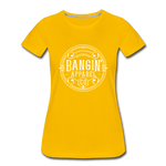 Women’s T-Shirt - Bangin' Apparel Co. Logo (White) - sun yellow