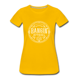 Women’s T-Shirt - Bangin' Apparel Co. Logo (White) - sun yellow