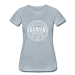 Women’s T-Shirt - Bangin' Apparel Co. Logo (White) - heather ice blue