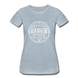 Women’s T-Shirt - Bangin' Apparel Co. Logo (White) - heather ice blue