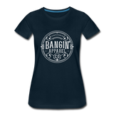 Women’s T-Shirt - Bangin' Apparel Co. Logo (White) - deep navy