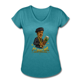 Women's Tri-Blend V-Neck T-Shirt - It's Always Tacos - heather turquoise