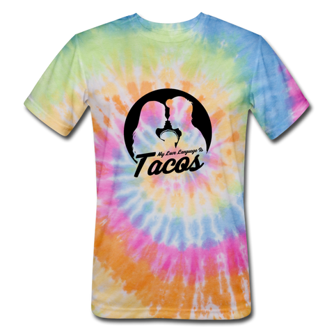 Unisex Tie Dye T-Shirt - My Love Language Is Tacos - rainbow