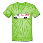 Unisex Tie Dye T-Shirt - Free Taco Van - spider lime green