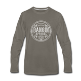 Men's Long Sleeve T-Shirt – Bangin' Apparel Co. Logo (White) - asphalt gray