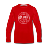 Men's Long Sleeve T-Shirt – Bangin' Apparel Co. Logo (White) - red