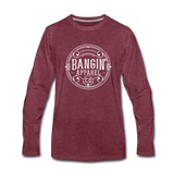 Men's Long Sleeve T-Shirt – Bangin' Apparel Co. Logo (White) - heather burgundy