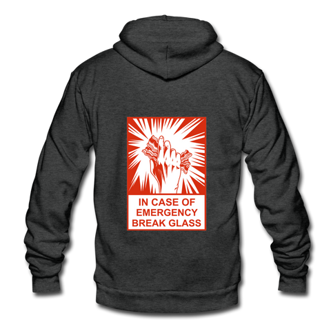 Unisex Fleece Zip Hoodie - In Case of Emergency (Bacon) - charcoal gray