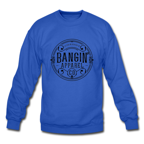 Crewneck Sweatshirt - Bangin' Apparel Co. Logo (Black) - royal blue