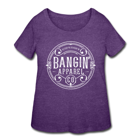 Women’s Curvy T-Shirt - Bangin' Apparel Co. Logo (White) - heather purple