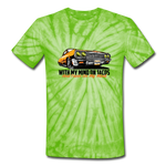 Unisex Tie Dye T-Shirt - My Mind On Tacos - spider lime green