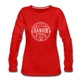 Women's Long Sleeve T-Shirt - Bangin' Apparel Co. Logo (White) - red