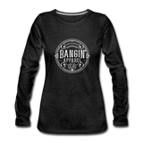 Women's Long Sleeve T-Shirt - Bangin' Apparel Co. Logo (White) - charcoal gray