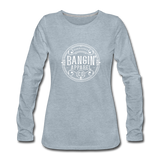 Women's Long Sleeve T-Shirt - Bangin' Apparel Co. Logo (White) - heather ice blue