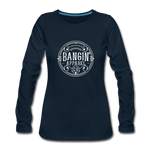 Women's Long Sleeve T-Shirt - Bangin' Apparel Co. Logo (White) - deep navy