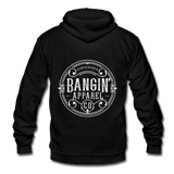 Unisex Fleece Zip Hoodie - Bangin' Apparel Co. Logo (White) - black