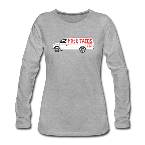 Women's Long Sleeve T-Shirt - Free Taco Van Extreme Edition - heather gray