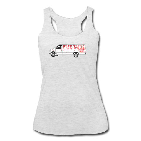 Women’s Racerback Tank - Free Tacos Van Extreme Edition - heather white