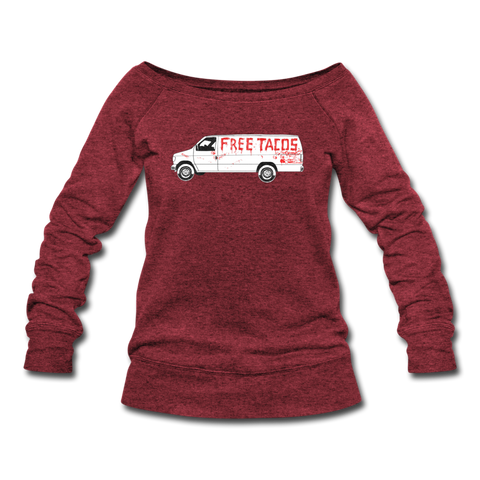 Women's Wideneck Sweatshirt - Free Taco Van Extreme Edition - cardinal triblend