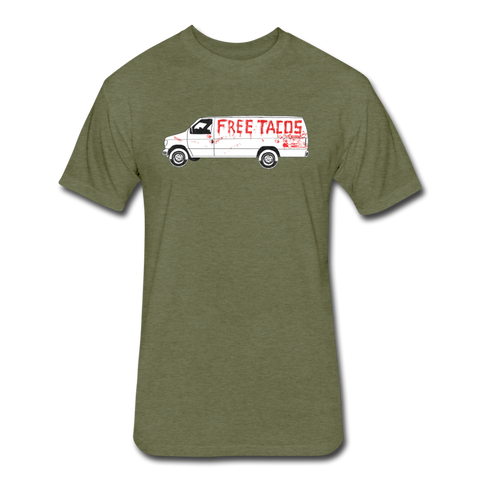 Men's Fitted T-Shirt - Free Tacos Van Extreme Edition - heather military green