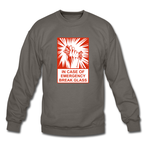 Crewneck Sweatshirt - In Case of Emergency (Bacon) - asphalt gray