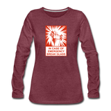 Women's Premium Long Sleeve T-Shirt - In Case of Emergency (Bacon) - heather burgundy