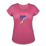 Women's V-Neck T-Shirt - Introvert Acting Koi - heather raspberry