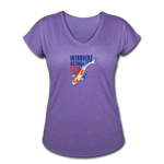 Women's V-Neck T-Shirt - Introvert Acting Koi - purple heather