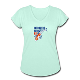 Women's V-Neck T-Shirt - Introvert Acting Koi - mint