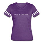 Women's Vintage T-Shirt - Tacos Are Foreplay - vintage purple/white