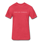 Fitted Men's T-Shirt - Tacos Are Foreplay (White Logo) - heather red