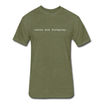 Fitted Men's T-Shirt - Tacos Are Foreplay (White Logo) - heather military green