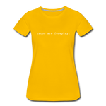 Women’s T-Shirt - Tacos Are Foreplay (White Logo) - sun yellow