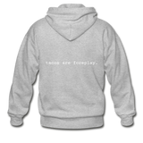 Men's Heavy Blend Zip Hoodie - Tacos Are Foreplay (White Logo) - heather gray