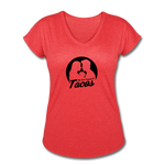 Women's V-Neck T-Shirt - My Love Language Is Tacos - heather red