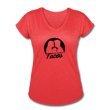 Women's V-Neck T-Shirt - My Love Language Is Tacos - heather red