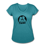 Women's V-Neck T-Shirt - My Love Language Is Tacos - heather turquoise