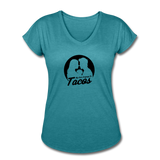 Women's V-Neck T-Shirt - My Love Language Is Tacos - heather turquoise