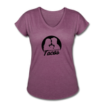 Women's V-Neck T-Shirt - My Love Language Is Tacos - heather plum