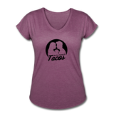 Women's V-Neck T-Shirt - My Love Language Is Tacos - heather plum