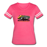 Women's Vintage T-Shirt - My Mind On Tacos - vintage pink/white