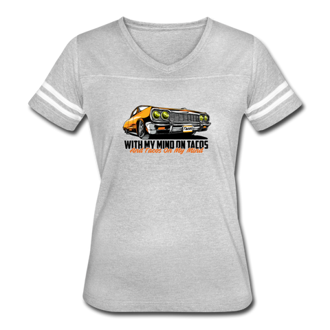 Women's Vintage T-Shirt - My Mind On Tacos - heather gray/white