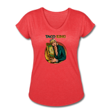 Women's Tri-Blend V-Neck T-Shirt - Taco King - heather red